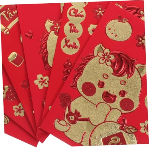 Enveloppes Rouges Li Xi de Qualité Supérieure | Motifs Cheval Dorés