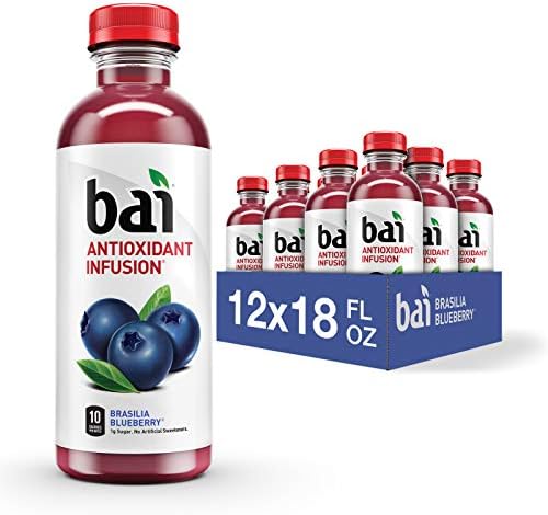 Bai Flavored Water, Brasilia Blueberry, Antioxidant Infused Drinks, 18 Fluid Ounce Bottle (Pack of 12)