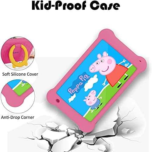 Wainyok Kids Tablet, 2GB RAM, 32GB ROM, Quad Core, Parental Control, 7 inch Eye Protection IPS HD Display Android 11 Tablets with Kids-Proof Case (Pink)