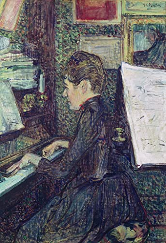 Peinture Mademoiselle Dihau au Piano Toulouse-Lautrec pour Décoration Salon Élégant