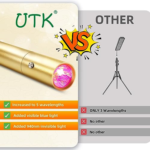 UTK Red Light Therapy Device with 5 Wavelengths-(470:630:660:850:940nm) LED Infrared Red Light Therapy-Upgrade 470nm and 940nm Near Infrared Light