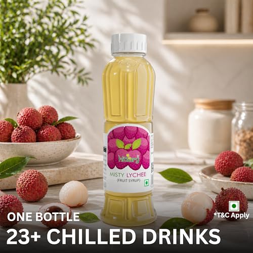 Image of Hitkary Misty Lychee Syrup 700 ml | Refreshing Lychee Drink Concentrate | Ideal for Mocktails, Coolers & Summer Drinks