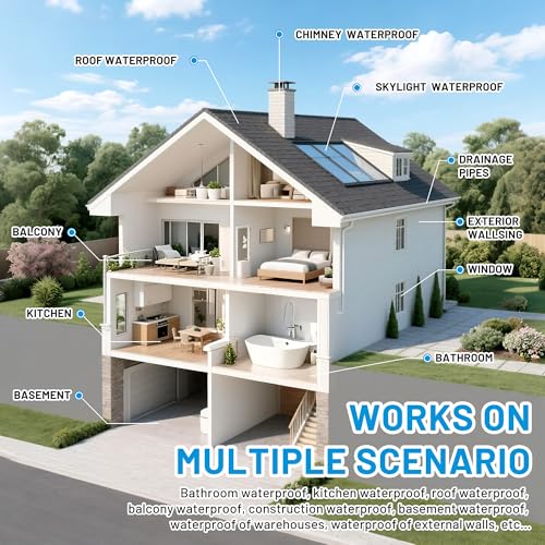 Image of Hupeyna Liquid Sealant Transparent Waterproof Coating 4L | Waterstop Waterproof Membrane for Repairing Leaks Leakproof Agent Waterproof Waterproofing for Indoor and Outdoor