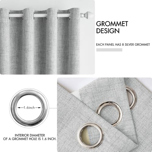Image of MIULEE 100% Blackout Linen Curtains for Bedroom Thermal Insulated Glacier Gray Grommet Room Darkening Curtains & Drapes for Living Room 52 x 96 Inch (2 Panels)