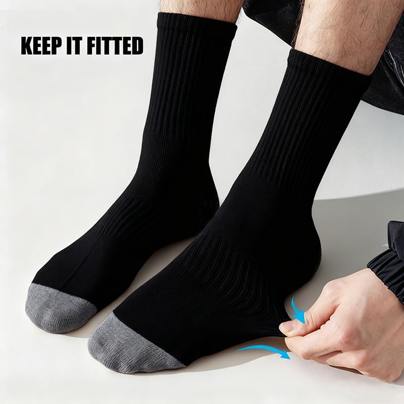 Men's Crew Socks 6 Pack Soft Breathable Athletic Socks Casual Running Socks for Daily Wear Work Training Sports - Image 5
