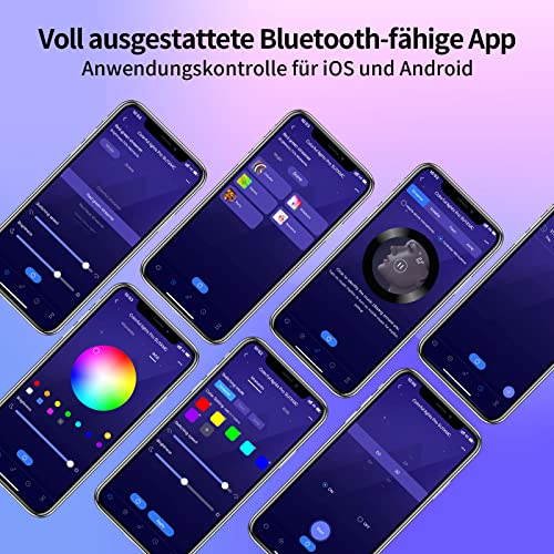 IKERY LED Strip 20m RGB Amb. Lightstrip Farbwechsel mit 16 Mio. Farben LED-Lichtband Sync mit Musik, mit Fernbedienung App-Steuerung, LED Streifen für Innenbereich Schlafzimmer Deko (1 Walze 20M) – Bild 4