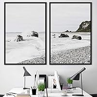 2 Piece Framed Canvas Wall Art Black and White Scenery Canvas Prints Home Artwork Decoration for Living Room,Bedroom - 16