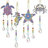 4 Pcs Diamond Painting Art Suncatcher Wind Chime 5D Double Sided Crystal Rhinestone Big Gem DIY Diam