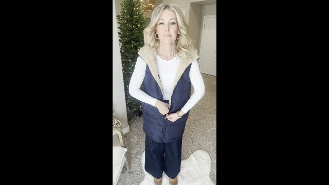 Jyanl Fall Long Puffer Vest 2025 Fleece Vest Sleeveless Fall