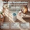 Smart Evaporative Humidifier for Whole House with Filter Separation and Auto Drying Technology, Invisible Mist for Better Sleep, 8L Easy Top Fill Tank, Humidifiers for Bedroom, Humidifiers for Baby