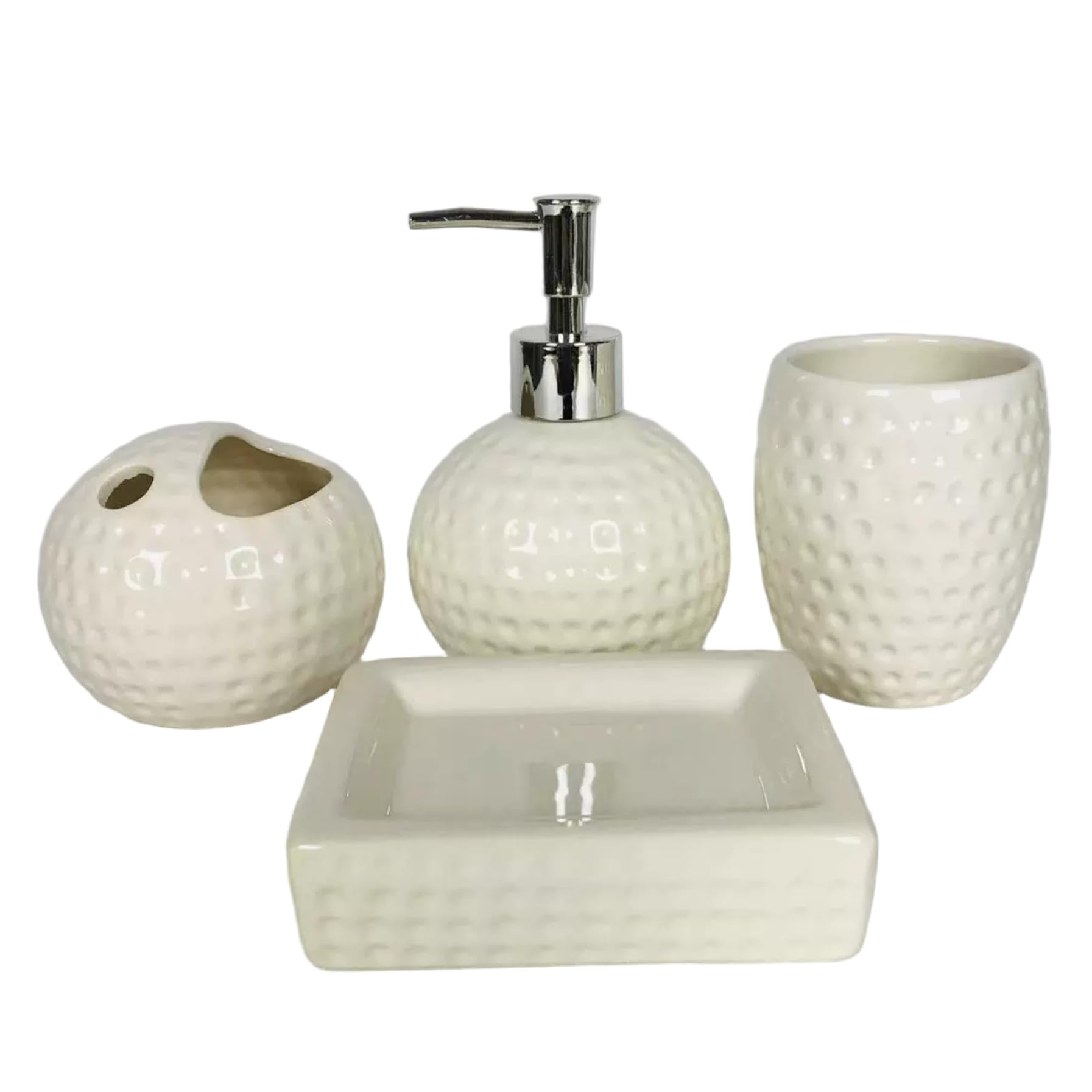 Kit accessoires salle de bain blanc 4 pièces anti-désordre