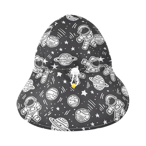 Astronaut Black Doodle Kid Sun Hats Boys Caps Baby Girls UV Protection Adjustable Traveling Swim3