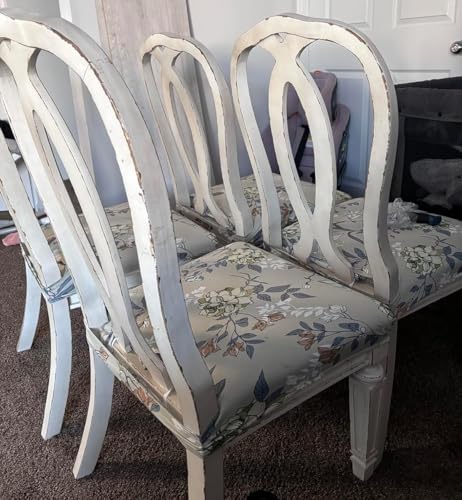 Image of SearchI Dining Chair Seat Covers Set of 4, Stretch Removable Chair Covers for Dining Chairs, Kitchen Chair Covers Protector(Green Grey Flower)