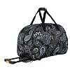 LUCAS Designer Carry On Luggage Collection - Lightweight Pattern 22 Inch Duffel Bag- Weekender Overnight Business Travel Suitcase with 2- Rolling Wheels (Paisley Peacock)