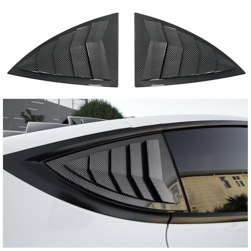 WildWell Rear Side Window Louvers for Tesla Model Y 2020-2024 Side Window Louver Air Vent Scoop Sunshade Louver Covers Carbon Fiber Style