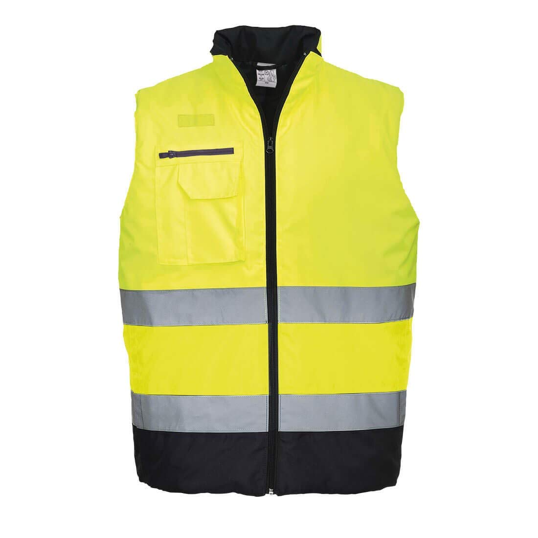 Portwest S267 Dwukolorowy Ocieplacz Ostrzegawczy, Regularny, Żółty/Granatowy, Rozmiar XL