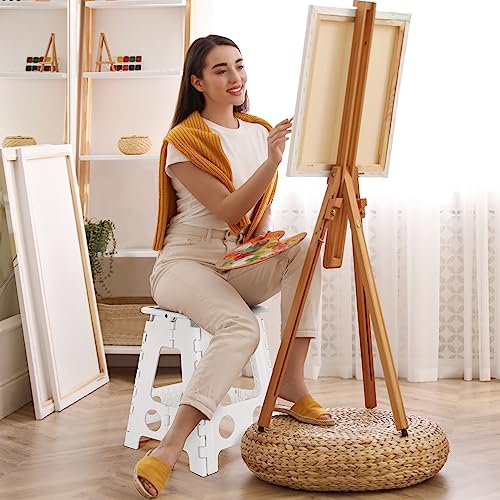 Image of Dyforce Folding Step Stool 16 Inch,400lbs Foldable Step Stool for Adults | Step Stool Foldable White,Non-Slip Plastic Stepping Stool with Carry Handle,Lightweight for Bathroom Kitchen Bedroom Garden