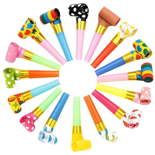30 Pcs Party Blowers for Kids and Adults, Colorful Party Favors with Extended Tails, Fun Noise Makers for Birthday, Graduation, Christmas, Wedding Celebrations, Kids Party