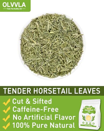 Image of Olvvla - Premium Horsetail Tea Bags - 1.5g X 40 Count - Pure Natural Horsetail Herbal Tea - Caffeine-free - Non-GMO - Dried Horsetail Herb - Rich in Antioxidants & Support Bone Health