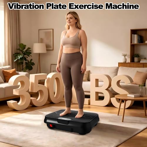 Image of Vibration Plate Machine with Resistance Bands and Remote Control 125 Speed Levels 450LB Capacity Whole Body Oscillating Platform for Home Use