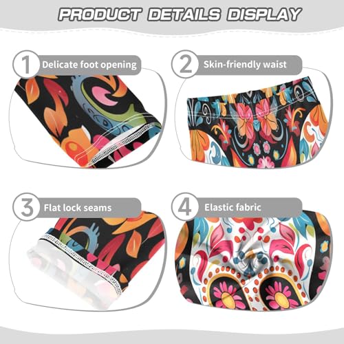 Toddler Girls Leggings Printed Yoga Pants Leggings Floral Skull for Kids3