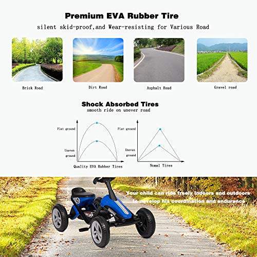 image for LONABR Pedal Go Kart Ride on Toys 4 Wheel Kids' Pedal Car Racer with E