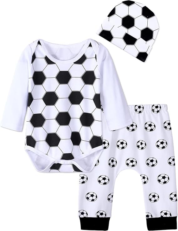Image of COSLAND Baby Boys' 3pc Sports Outfits, Infant Cotton Clothing Set, Newborn-12 Months