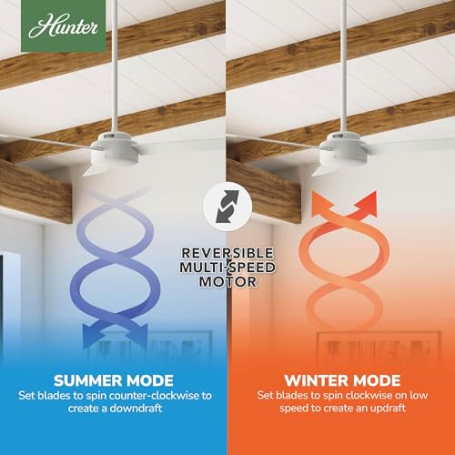 Image of Hunter Presto, Indoor, Ceiling Fan, No Light, Modern, 52 inch, Matte White