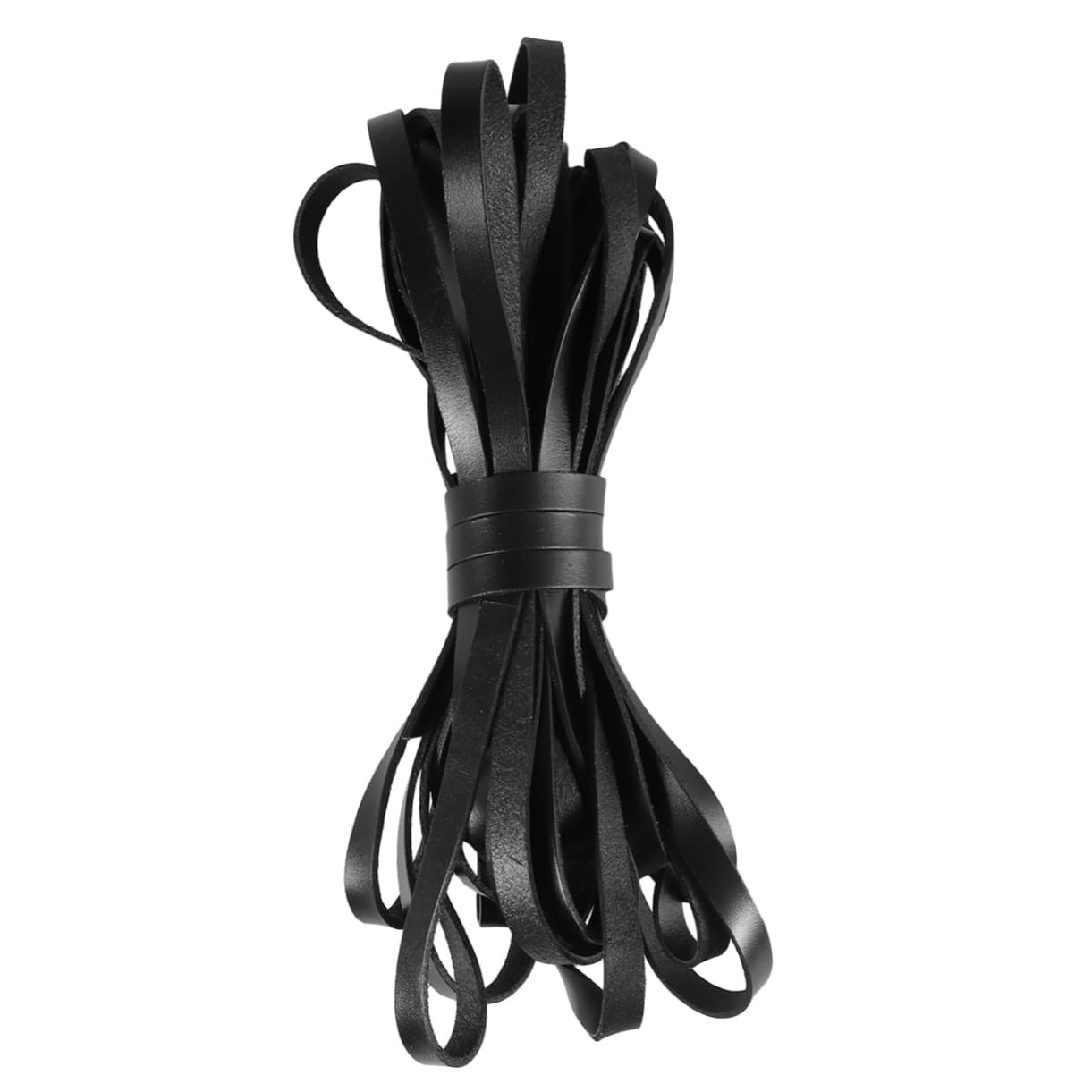 Lurrose Cordino di Cuoio Piatto da Metri in Vera Pelle di Vacchetta Corda per Creazioni di Gioielli Accessori Fai da Te per Bracciali e Collane Nero