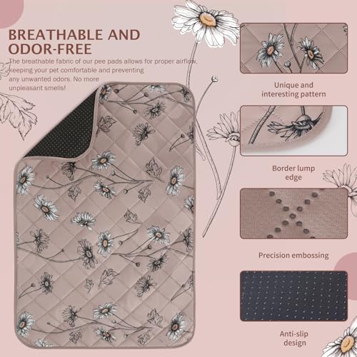 Image of IEUUMLER Washable Pee Pads for Dogs, 2 Pack Non-Slip & Waterproof Pack Whelping Pad, Reusable Puppy Potty Training Pad with Fast Absorbent for Playpen EU007 (Muted Coffee Daisy, 36 inchX24 inch-2pcs)