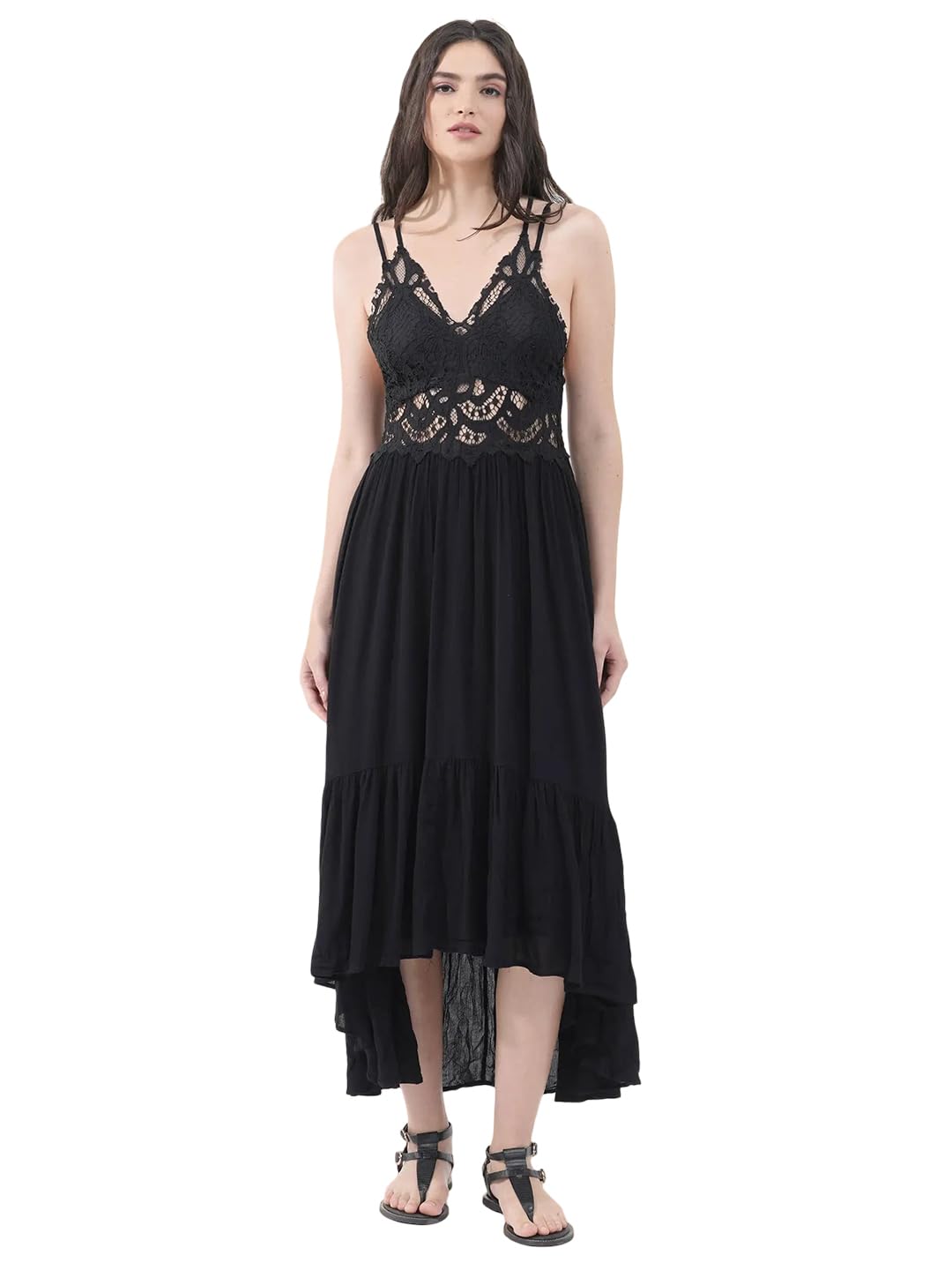 rareism FIT and Flare Plain Maxi Dress-picture-17