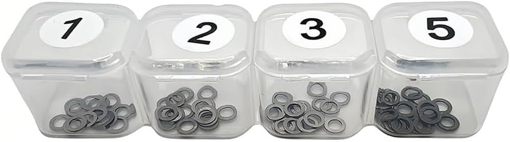 80PCS M3x5mm Steel Shim Set for AEGs Airsoft Gun Ver.2/3/7 Gearboxes （0.1mm 0.2mm 0.3mm 0.5mm ） Width