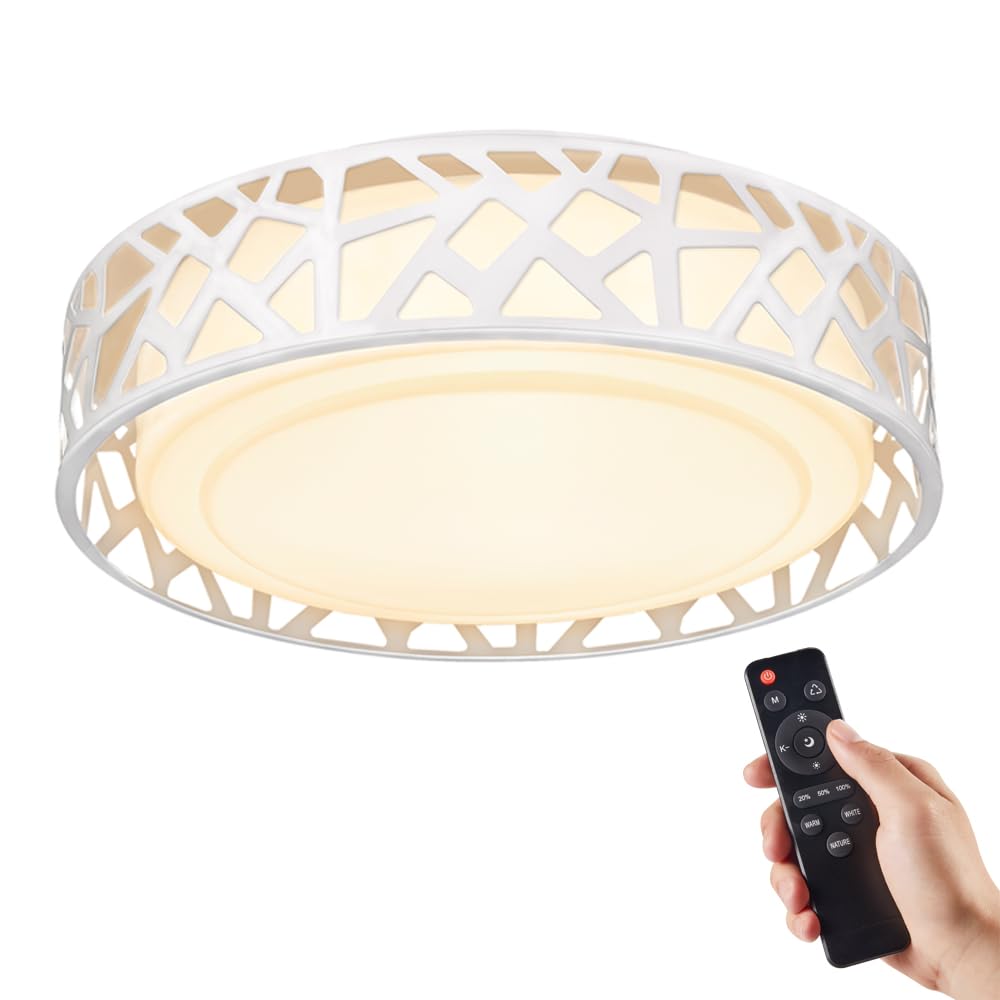 Photo 1 of VICNIE Flush Mount Ceiling Light with Remote Control,Dimmable 3000K-6500K Ceiling Light Fixture,12 Inch LED Light Fixtures Ceiling Mount
