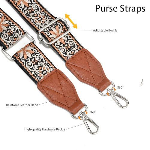 Image of Purse Strap,1.5 inch Leather End Shoulder Strap Adjustable Replacement,Retro Multi-Pattern Crossbody Bag Straps