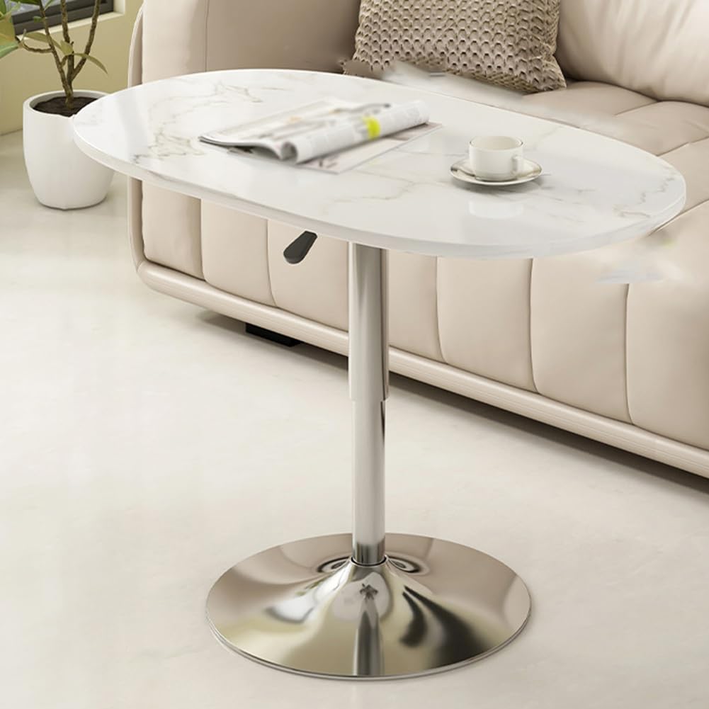SXZenSpace C Shaped Tv Tray Side Tables with Adjustable Height And Metal Base,Couch Snack End Table for Reading, Drinks, Working,Couch That Slide Under,white