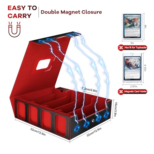 Gomyrod Card Storage Box 3200+ MTG Deck Box with 30 Colorful Divider, 4 Row Commander Trading Card Cases with Portable Handle & Display Windows, Fits for MTG/TCG/Magic Cards, Patented Design