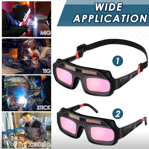 Image of Tellegloww 1 Set Auto Darkening Welding Glasses with Replacement Lenses, Solar Welding Goggles for Tig Mig Mma Plasma Cutting