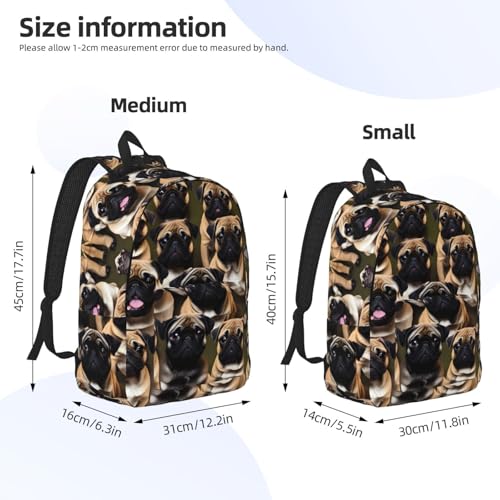 Sac à dos imprimé Pug avec compartiment ordinateur portable