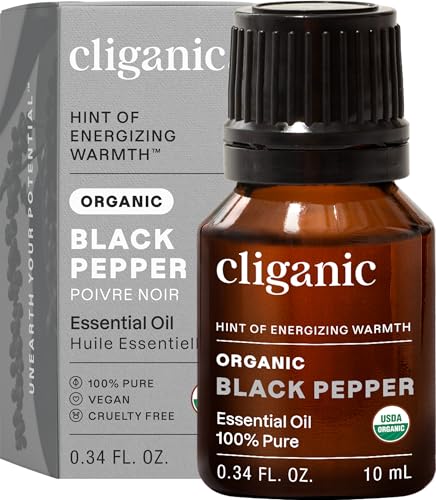 Image of Cliganic Organic Black Pepper Essential Oil, 100% Pure Natural for Aromatherapy | Non-GMO Verified