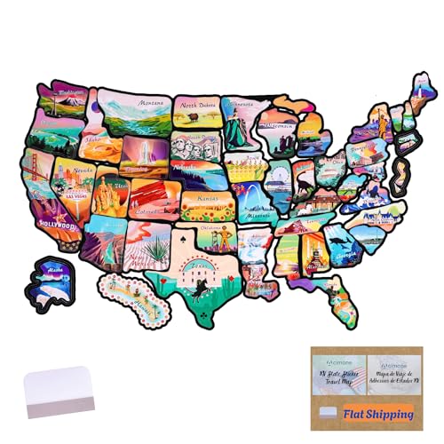 ACIMONE RV State Travel USA Map Sticker 11 x 15 Visited States Sticker Decals for Outdoors & Indoors- Road Trip America Map of United States - Waterproof Fade-Resistant for Door or Wall
