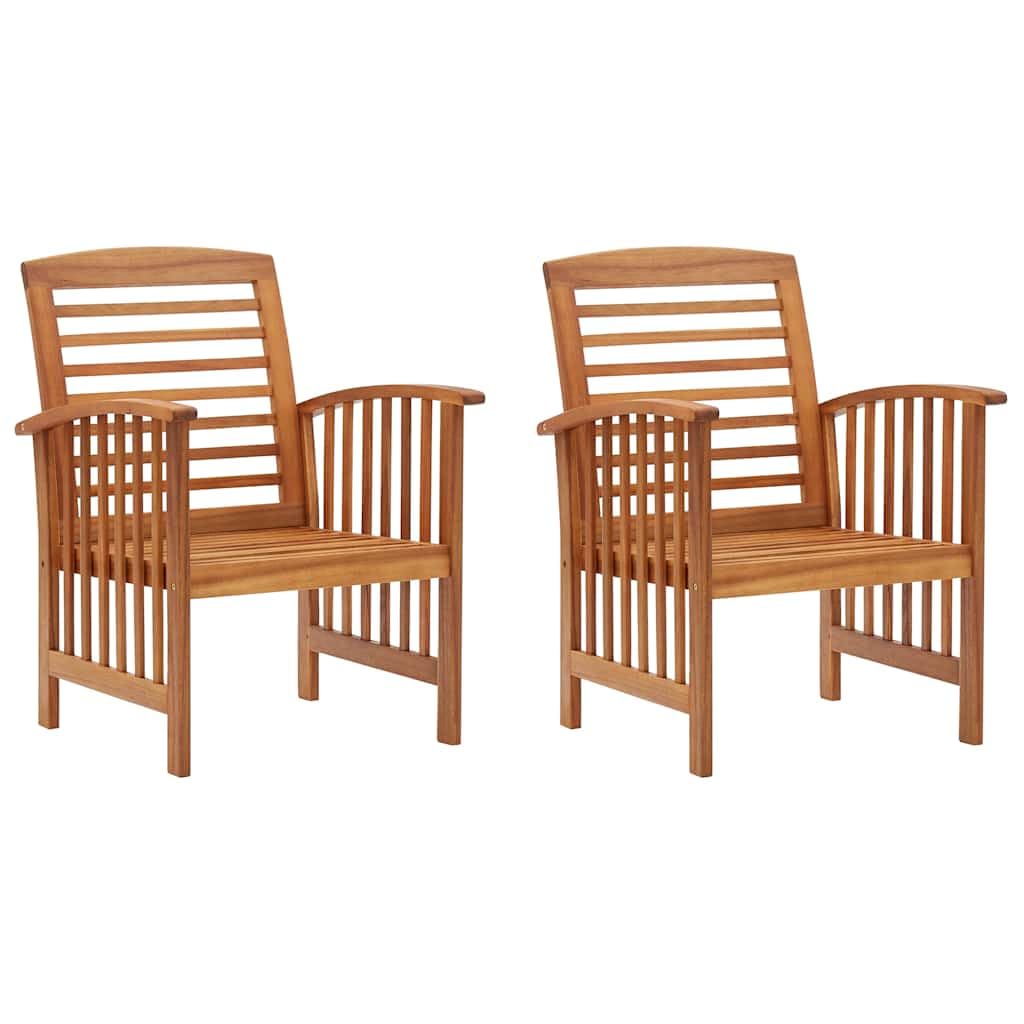 vidaXL 2X Madera Maciza de Acacia Sillas de Jardín Asiento Mobiliario Muebles Cocina Hogar Restaurante Comedor Exterior con Respaldo