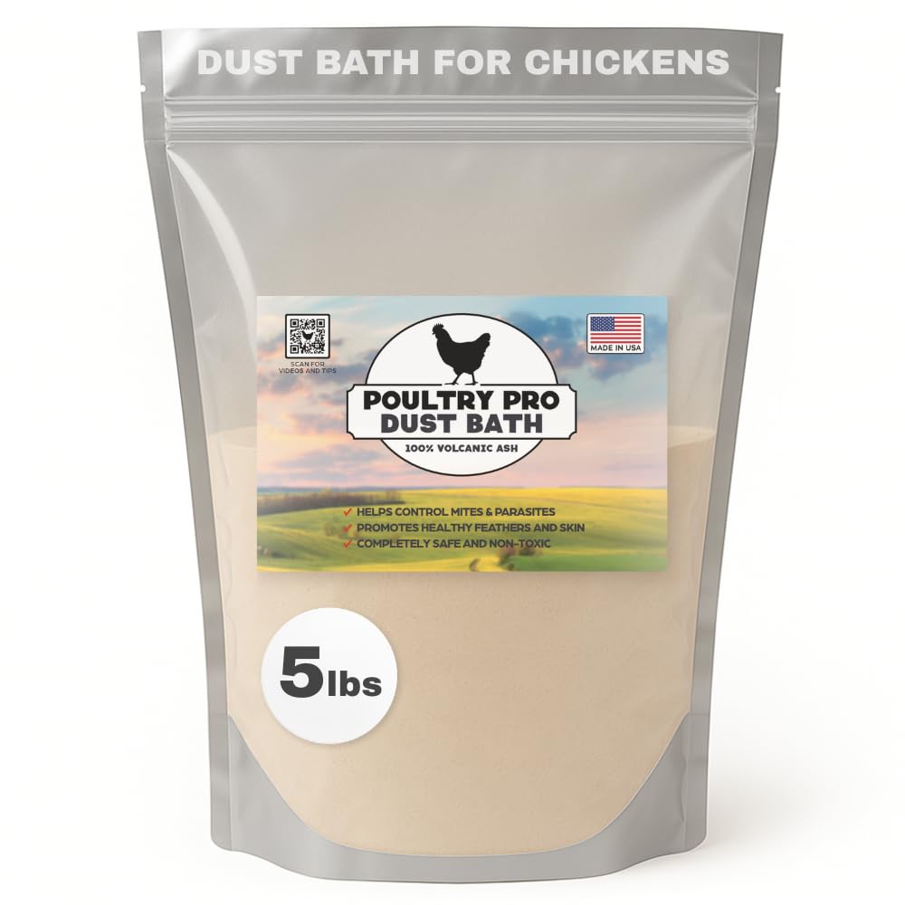 Poultry Pro 5lb Dust Bath, Natural Volcanic Ash Dust Bath for Chickens, Raise Healthier Chicken Eggs, Poultry Care Product for Chicken Coops,