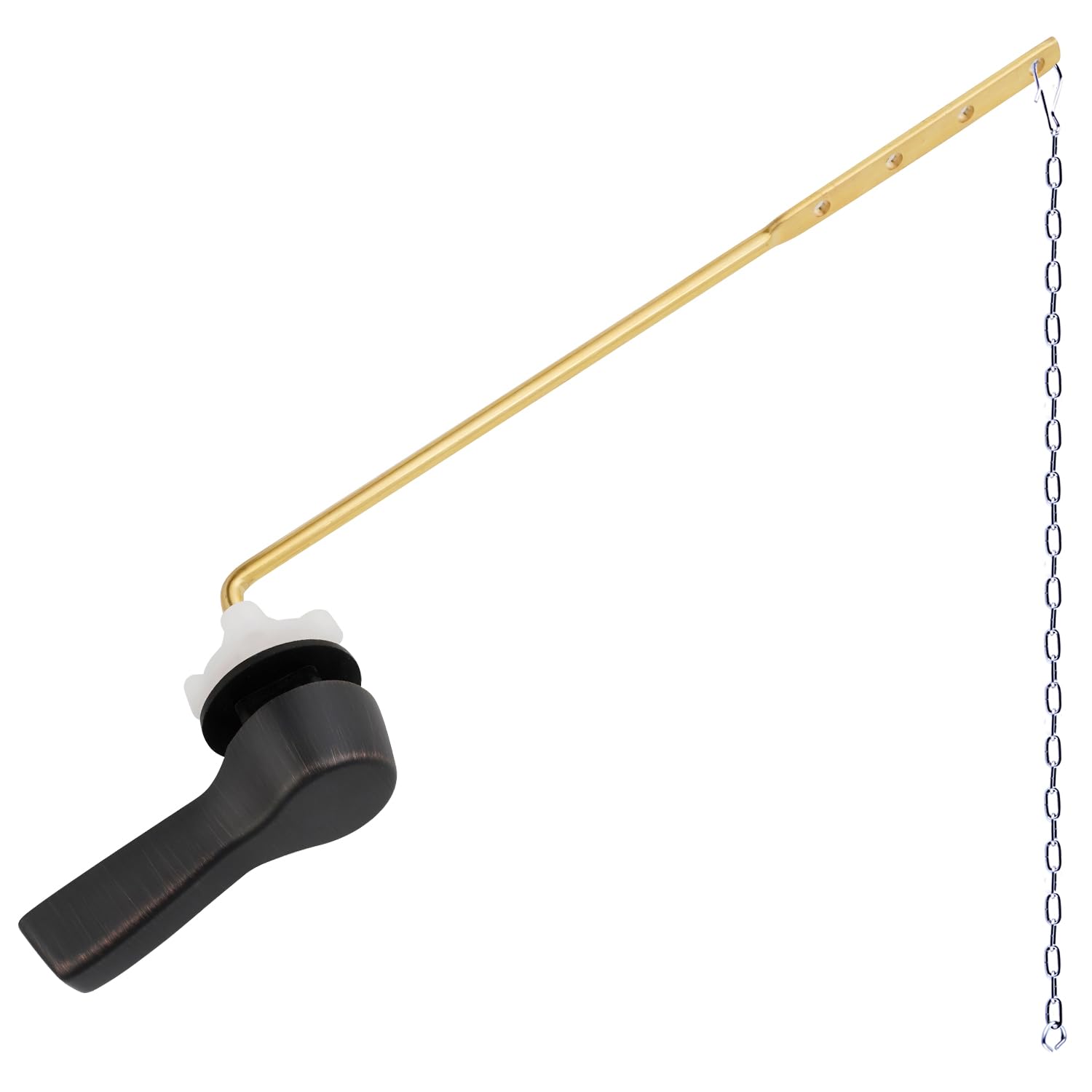 Hygie Rinse Metal Toilet Handle Lever Flush Replacement, Universal Front Mount Toilet Handle with Stainless Steel Flapper Chains, Toilet Repair Kit, Oil Rubbed Bronze