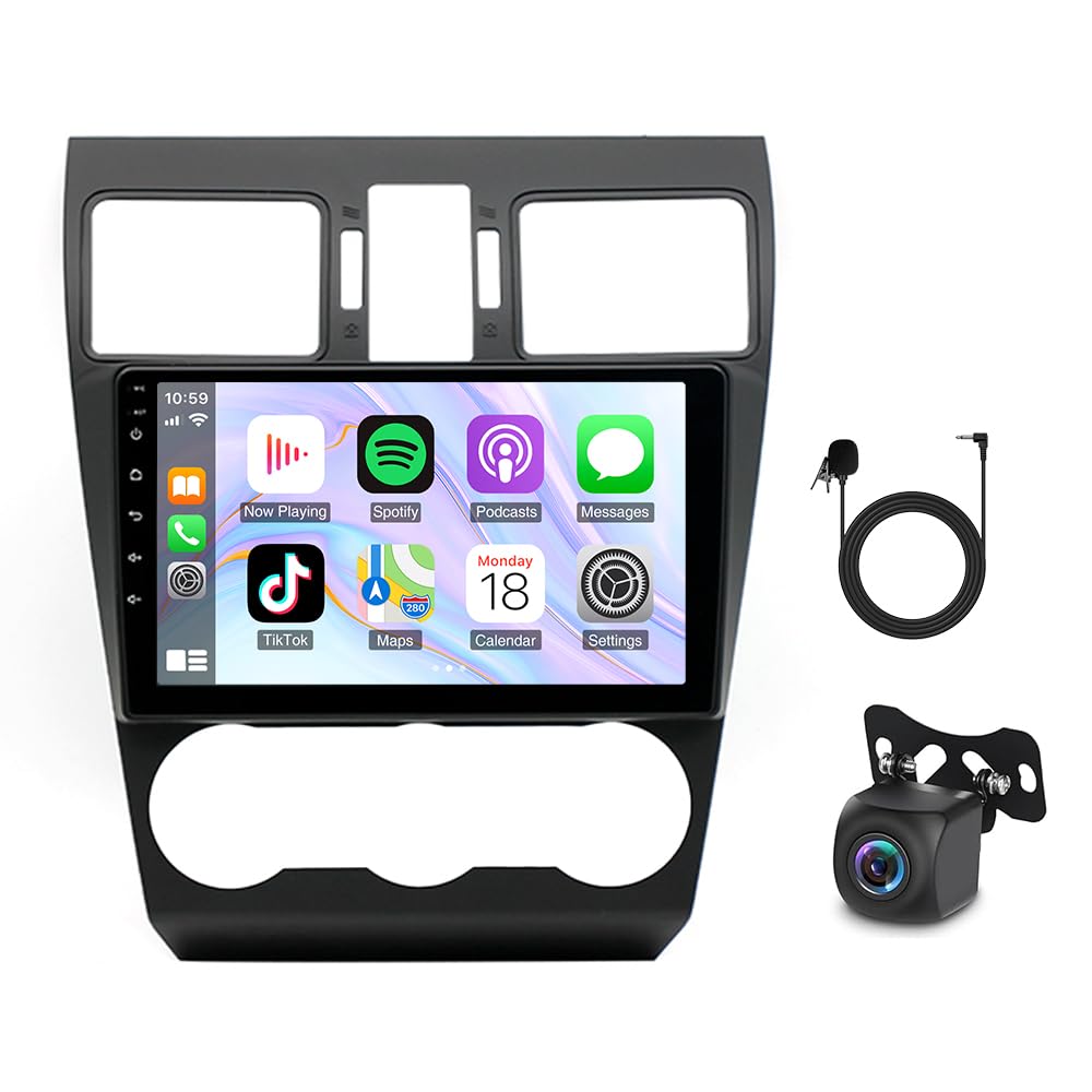Quad Core 1DIN/2 DIN Car Stereo Fit for 2012-2015 Su-bar-u Forester WRX/XV Android 14 Radio 9 inch HD Touch Car Screen Radio w/Backup Cam+Mic SWC DSP 4G+64G