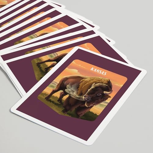 Baraja de cartas de póker Kansas Wildlife Series Bison miniatura 5