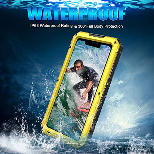 Mitywah Waterproof Case for iPhone 11 Pro Max, Heavy Duty Military Grade Phone Case Built-in Screen Protection, 360° Full Body Protector Metal Rugged Case, Yellow by Mitywah - Image 3