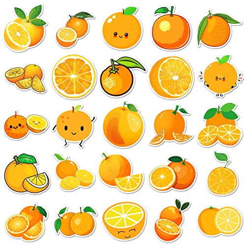 50Pcs Orange Stickers Laptop Car Scrapbook Phone Skateboard Suitcase Luggage Bike Orange Stickers Vinyl Waterproof Aesthetic Personalised Stickers for Teens Boys Girls Adults Children - Image 4
