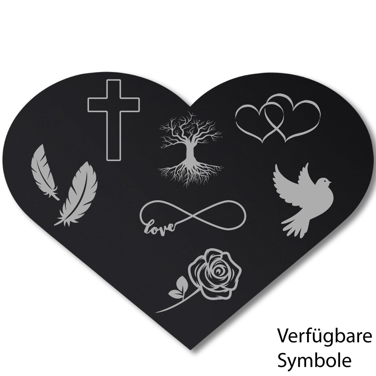 Paule Black Personalisierter Herz Grabschmuck Foto Gravur - Acrylglas Schwarz Hochglanz 400 x 300 mm - wetterfest und wasserfest für Draußen und Innen, für Opa, Oma, Mama, Papa und andere Verstorbene