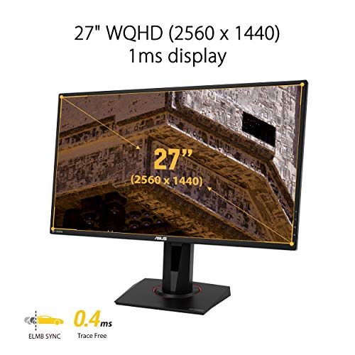ASUS TUF Gaming VG27BQ HDR Gaming Monitor – 27 inch WQHD (2560x1440), 0.4ms, 155Hz, ELMB Sync™, G-SYNC Compatible, Adaptive-sync, HDR10