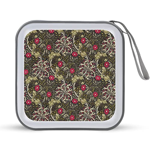 CDケース William Morris ウィリアムモリス 花柄 DVDケース CD/DVD収納バッグ ディスクケース CD収納ボックス 40枚収納 Blu-rayケース メディアケース 両面収納 おしゃれ 防水 大容量 小型 持ち運び便利 薄型 ファスナ